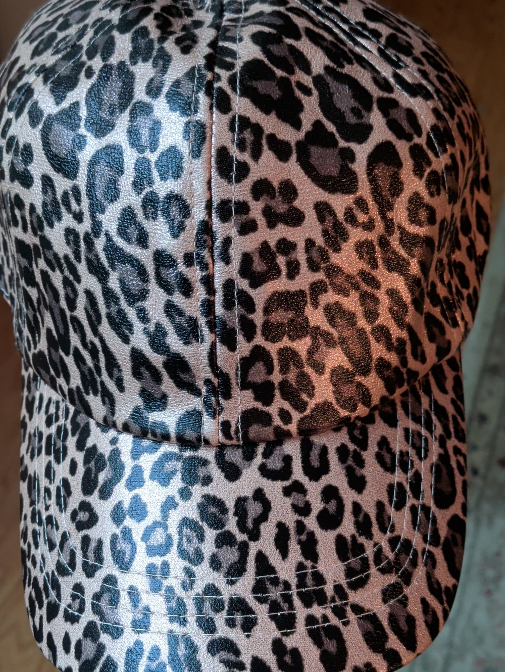 David & Young Leopard Print Ponytail Baseball Cap Pink & Black Like New